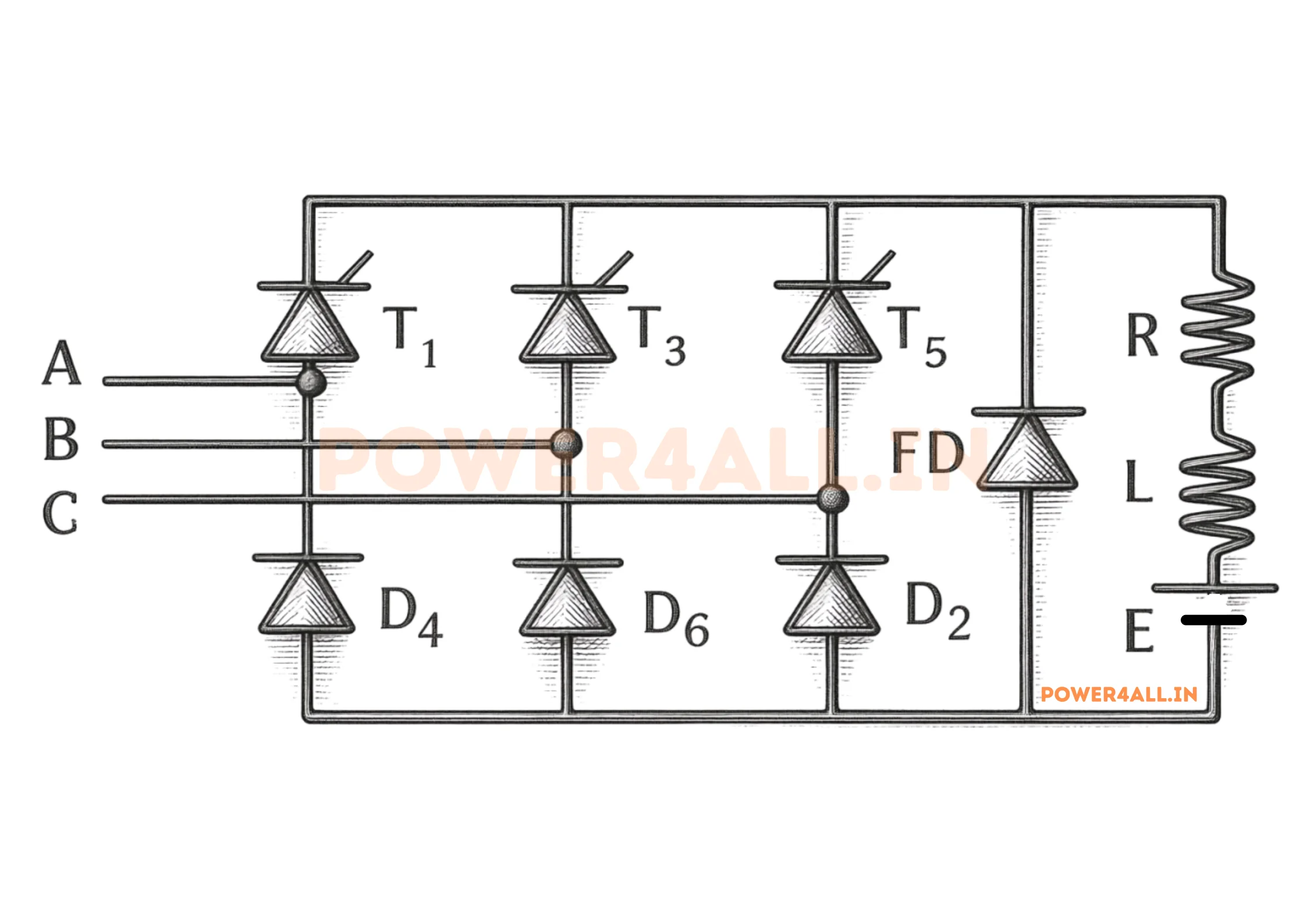 3φ Semi-Converter circuit diagram – Power4All